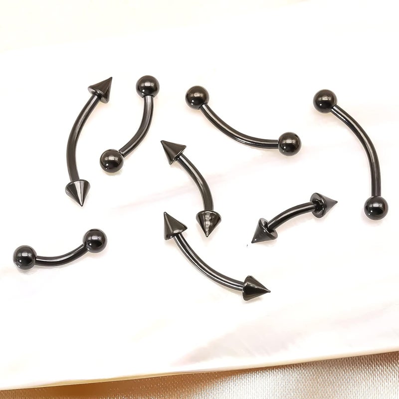 BLISI G23 Solid Titanium Eyebrow Piercing Jewelry, Gokd Black Rose Gold Silver Pink Rainbow Eyebrow Rings 16G Curved Barbell,Tiny Vertical Labret Lip Jewelry Rook Piercing Jewelry for Women and Men - Image 4